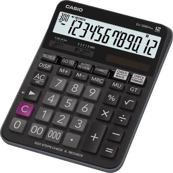 Casio DJ-120DPLUS Tischrechner Schwarz Display (Stellen): 12 solarbetrieben, batteriebetrieben (B x H x T) 144 x 34.6 x
