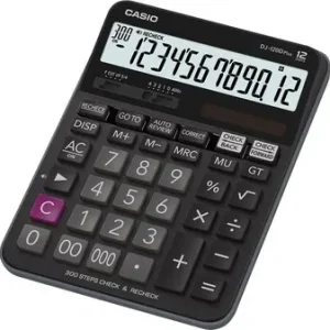 Casio DJ-120DPLUS Tischrechner Schwarz Display (Stellen): 12solarbetrieben, batteriebetrieben (B x H x T) 144 x 34.6 x 192mm