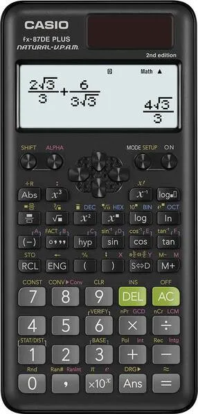 Casio FX-87DEPLUS-2 Technisch wissenschaftlicher Rechner Schwarz Display (Stellen): 12 solarbetrieben, batteriebetriebe