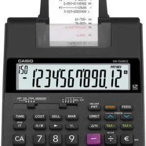 Casio HR-150 RCE Druckender Tischrechner Schwarz Display (Stellen): 12 batteriebetrieben, netzbetrieben (Optional) (B x