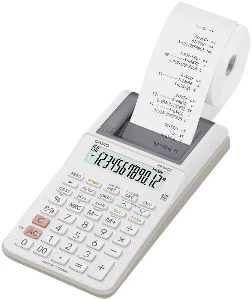 Casio HR-8RCE-WE Druckender Tischrechner Weiß Display (Stellen): 12 batteriebetrieben, netzbetrieben (Optional) (B x H