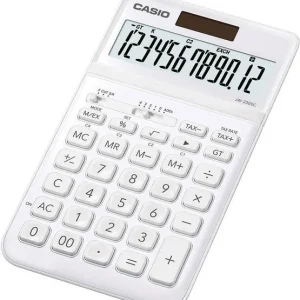 Casio JW-200SC Tischrechner Weiß Display (Stellen): 12 solarbetrieben, batteriebetrieben (B x H x T) 109 x 11 x 184 mm