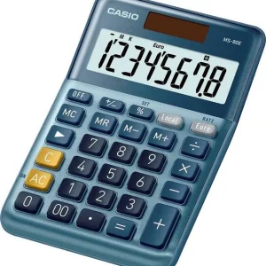 Casio MS-80E Tischrechner Blau Display (Stellen): 8 solarbetrieben (L x B) 101 mm x 149 mm