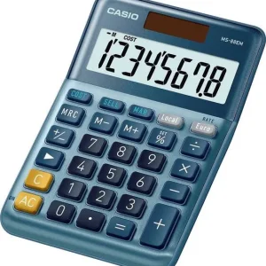 Casio MS-88EM Tischrechner Blau Display (Stellen): 8 solarbetrieben (L x B) 101 mm x 149 mm