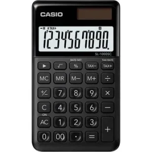 Casio SL-1000SC-BK Taschenrechner Schwarz Display (Stellen): 10solarbetrieben, batteriebetrieben (B x H x T) 71 x 9 x 120mm