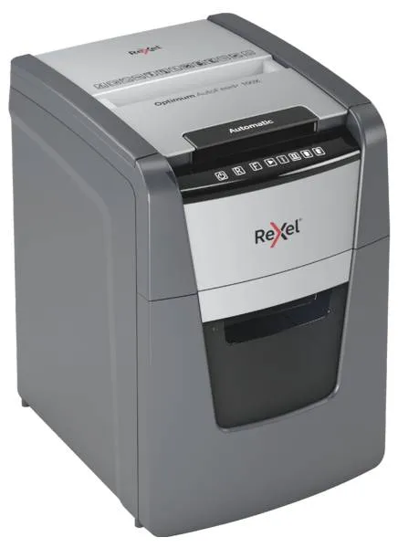 Rexel Optimum AutoFeed+ 100X Aktenvernichter 100 Blatt Partikelschnitt 4 x 28 mm P-4 34 l Vernichtet auch Büroklammern,