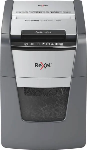 Rexel Optimum AutoFeed+ 90X Aktenvernichter 90 Blatt Partikelschnitt 4 x 28mm P-4 34l Vernichtet auc