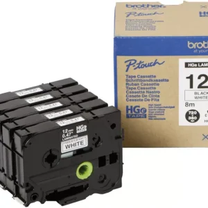 Brother HGe-231V5 Schriftband 5er Set Bandfarbe: Weiß Schriftfarbe: Schwarz 12mm 8m voelkner