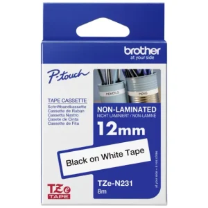 Schriftband unlaminiert Brother TZe TZe-N231 Bandfarbe: Weiß Schriftfarbe:Schwarz 12 mm 8 m