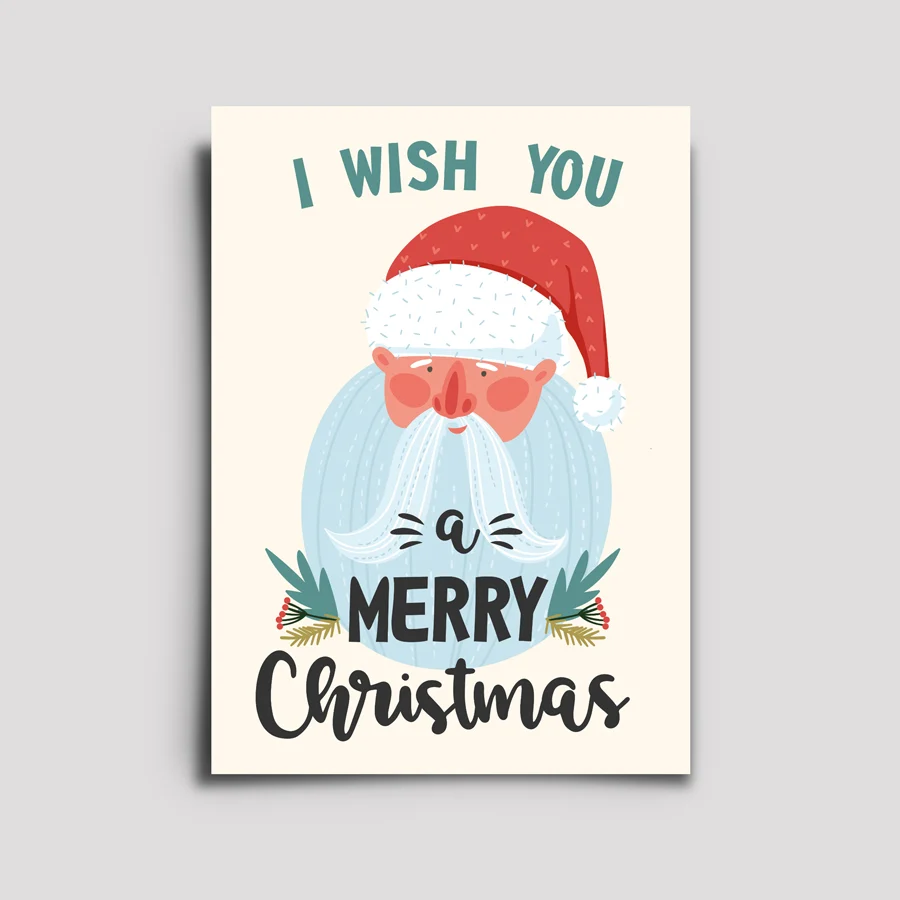 Postkarte - Weihnachten Santa Beige