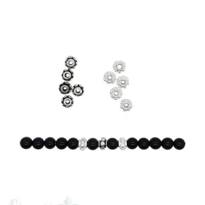 Zwischenteil Silber verziert 6,7 mm Loch ID 2 mm 1 Pack = 8 Stk. ca. 7 gr.