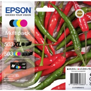 Epson Druckerpatrone T09R9, 503XL, 503 Original Kombi-Pack Schwarz, Cyan, Magenta, Gelb C13T09R94010