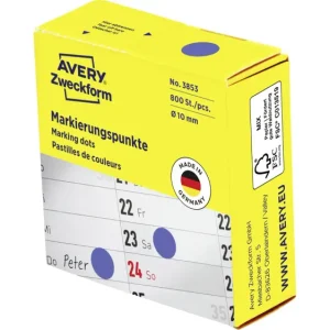 Avery-Zweckform 3853 Markierungspunkte Etiketten Ø 10mm Blau 800 St. Permanent haftend Papier voelkner