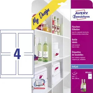 Avery-Zweckform MD4001 Flaschenetiketten 90 x 120mm Papier Weiß 20 St. Permanent haftend Tintenstrahldrucker voelkner