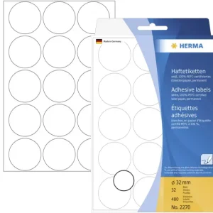Herma 2270 Markierungspunkte Etiketten Ø 32 mm Weiß 480 St. Permanent haftend Papier voelkner