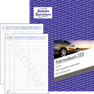 Avery-Zweckform 223 DIN A5 Fahrtenbuch Anzahl der Blätter: 40 Weiß 40 Blatt voelkner