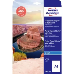 Avery-Zweckform Premium Inkjet Photo Paper high gloss 2482-20 Fotopapier DIN A4 300 g/m² 15 Blatt Hochglänzend voelkner