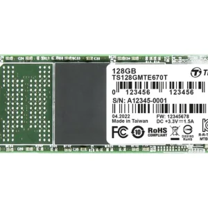 Transcend MTE670T 128GB Interne M.2 PCIe NVMe SSD 2280 PCIe NVMe 3.0 x4 Industrial TS128GMTE670T