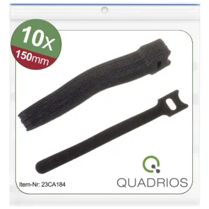 Quadrios 23CA184 Klettkabelbinder zum Bündeln Haft- und Flauschteil (L x B) 150mm x 12mm Schwarz 10St. voelkner