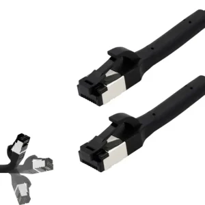 BKL Electronic 144010 RJ45 Netzwerkkabel, Patchkabel CAT 8.1 U/FTP 0.5m Schwarz voelkner