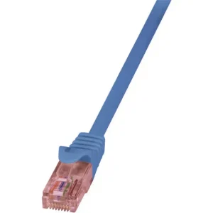 LogiLink CQ2016U RJ45 Netzwerkkabel, Patchkabel CAT 6 U/UTP 0.25m Blau Flammwidrig, mit Rastnasenschutz voelkner