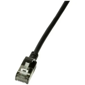 LogiLink CQ9033S RJ45 Netzwerkkabel, Patchkabel CAT 6a U/FTP 1.00m Schwarz extrem dünn, Flammwidrig, Flexibel, Folienschir...