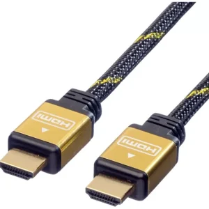 Roline HDMI Anschlusskabel HDMI- Stecker 15.00m Schwarz, Gold 11.04.5508 4K UHD, doppelt geschirmt, vergoldete Steckkontakte