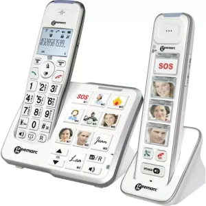 Geemarc Mobility Pack Foto Schnurloses Telefon analog Anrufbeantworter, Foto-Tasten, Freisprechen, für Hörgeräte kompatibe...