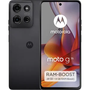 Motorola G75 Smartphone 256 GB 17.2 cm (6.78 Zoll) Charcoal, Grau Android™ 14 Dual-SIM