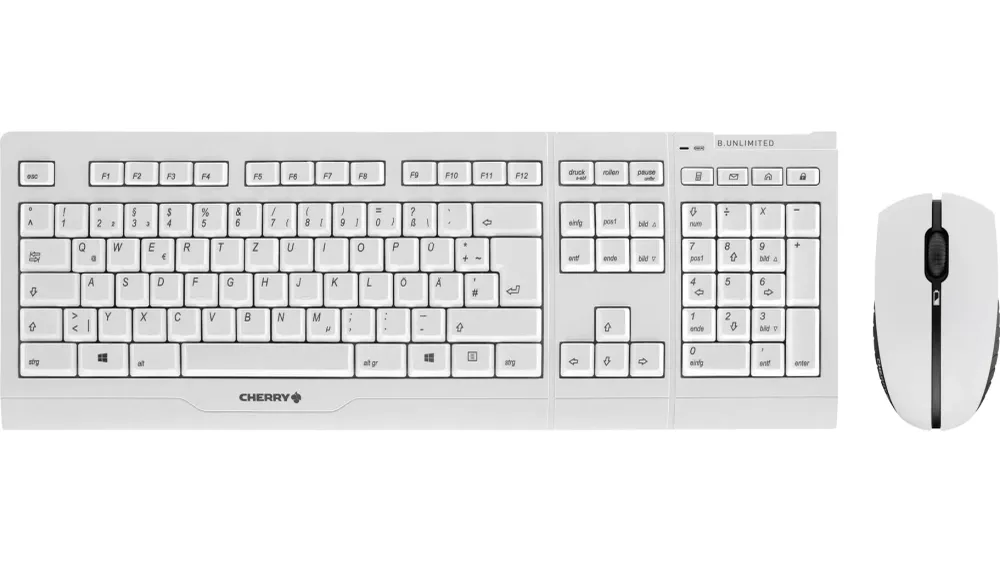 CHERRY B. Unlimited 3.0 Funk Tastatur, Maus-Set Deutsch, QWERTZ Weiß