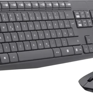 Logitech MK235 Funk Tastatur, Maus-Set Spritzwassergeschützt Deutsch, QWERTZ Schwarz
