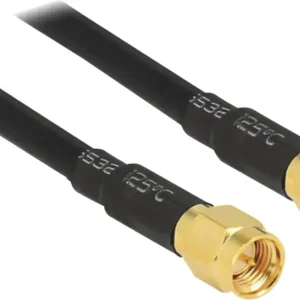 Delock WLAN-Antennen Anschlusskabel [1x SMA-Stecker - 1x SMA-Stecker] 10.00m Schwarz vergoldete Steckkontakte